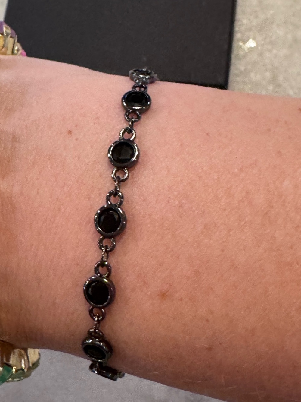 Black on Black Bezel Set Bracelet with black CZ Pave Closure - Picture 3 of 4